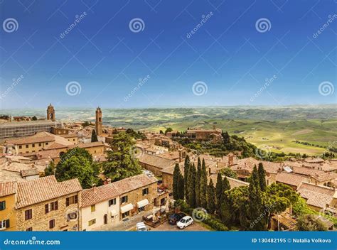 View Of The Medieval Italian Town Of Montalcino Editorial Image