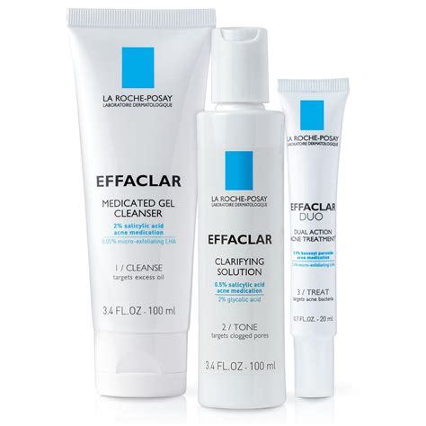 La Roche Posay Effaclar Dermatological Acne Treatment Step System With Medicated Gel Cleanser