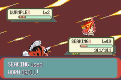 One on its nose, and another one above it. Horn Drill (move) - Bulbapedia, the community-driven ...