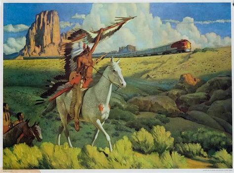 A Meeting Of The Chiefs Original Original Santa Fe Railroad Advertsing Poster David Pollack