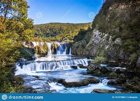 Waterfall Strbacki Buk On Una River Stock Photo Image Of Panorama