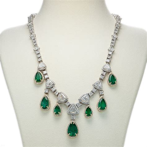 Emerald And Diamond Drop Necklace Kaufmann De Suisse