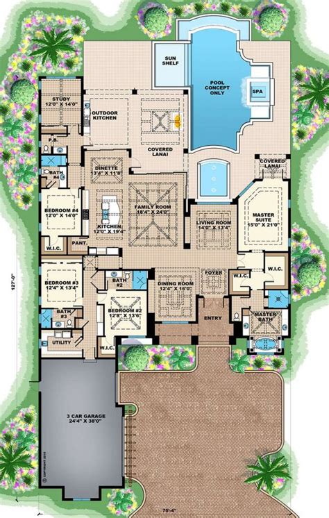 Southern Style House Plan 4 Beds 35 Baths 6095 Sqft Plan 27 554