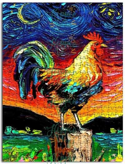 Perkins does not alter the natural state of the found object, but rather keeps them. Rooster vincent van gogh starry night jigsaw puzzle