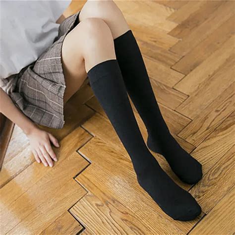 1 pair school girls cute soft cotton solid socks ankle socks fashion high socks for college