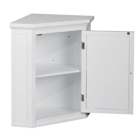 Corner Bathroom Storage Wall Cabinet Adjustable Shelf Shutter Door White