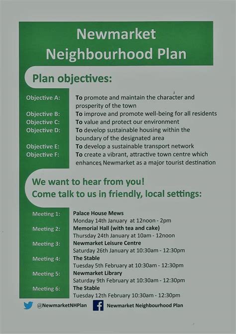Have Your Say Newmarket Neighbourhood Plan Consultation Dates