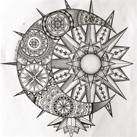 A Black And White Drawing Of A Circular Object With Many Different