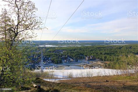 Summer And Midnight Sun In Levi Ski Resort In Lapland Finland Stock