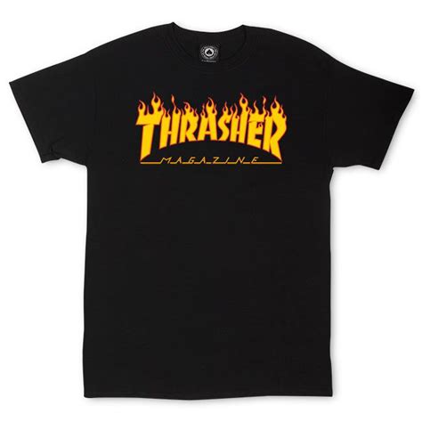 Thrasher Flame Logo T Shirt Black Venero