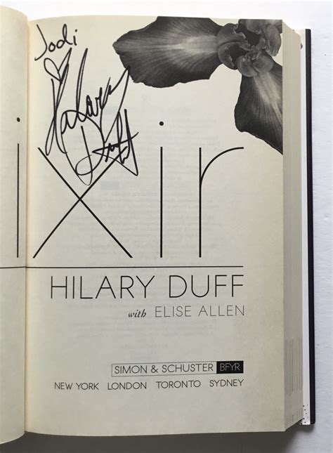 Elixir A Novel By Hilary Duff With Elise Allen As New Hardcover