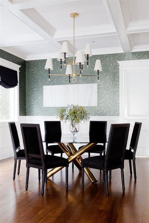 4.6 out of 5 customer rating. Gold Dining Table with Black Velvet Dining Chairs - Transitional - Dining Room