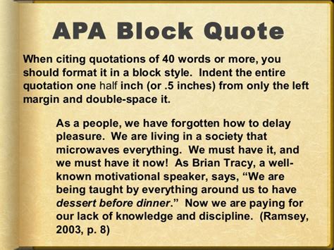 To cite a quote in apa, you always include the the author's last name, the year the source was published while quotation is a useful tool, it should not be overused: APA STYLE BLOCK QUOTES EXAMPLE image quotes at relatably.com