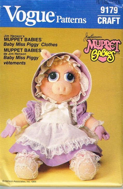 Vintage Vogue 9179 Miss Piggy Doll Pattern Muppet Babies Wardrobe 1984
