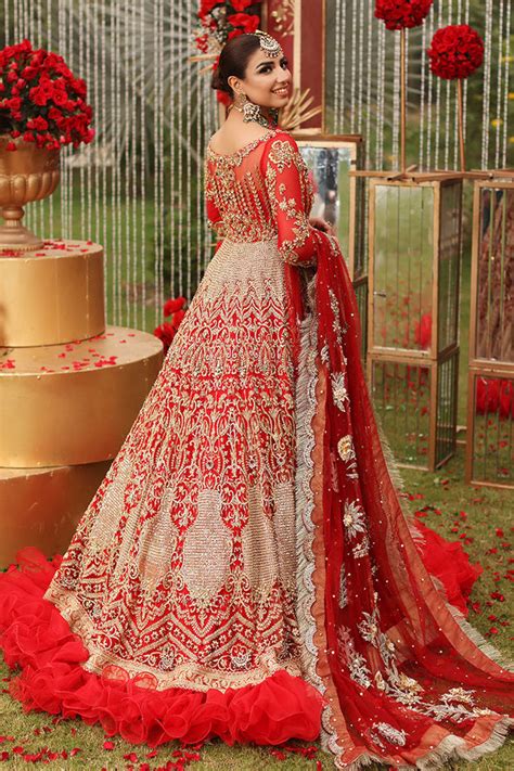 Gold And Red Lehenga Choli Pakistani Wedding Dresses Nameera By Farooq