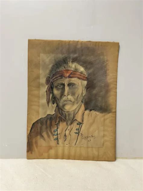 Vintage Native American Pencil Sketch Shonie 61 1275 Picclick