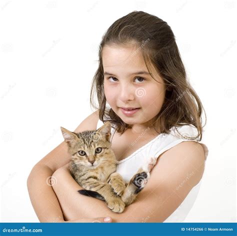Little Girl Holding A Kitten Royalty Free Stock Image Image 14754266