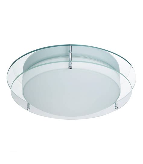 Deckenleuchte 38cm Badezimmer, Chrom, Klarglas und Opalglas
