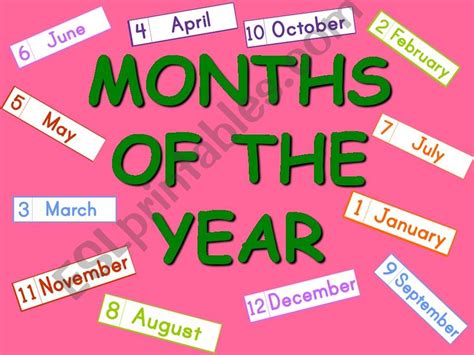 Esl English Powerpoints The Months Of The Year