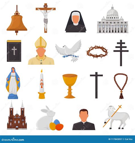Los Iconos Cristianos Vector Las Muestras De La Religión Del