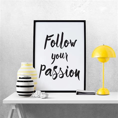 Follow Your Passion Poster Wall Decor Size Letter By Radevsky