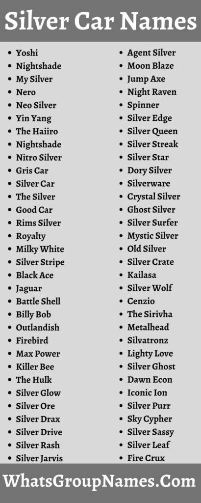 358 Silver Car Names Cool Catchy Unique Good And Amazing