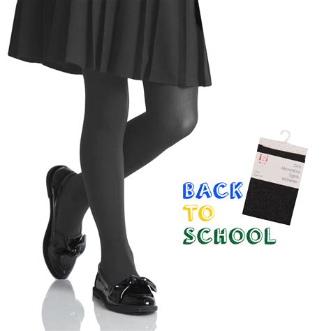 1 Pair 60 Den Denier Opaque Kids Girls Uniform Back To School Black