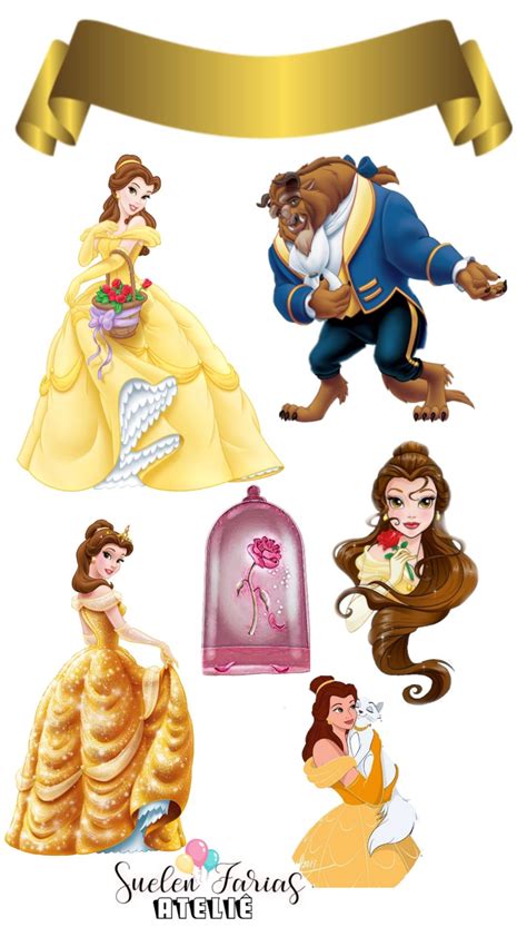 Topo De Bolo Para Imprimir Bela E A Fera Disney Disney Characters