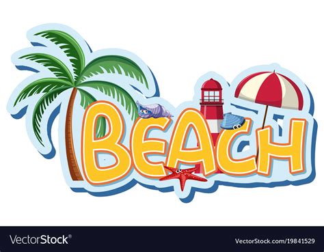 Font Design For Word Beach Royalty Free Vector Image