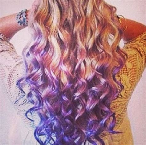 Curly Blond Hair And Purple Dyed Ends Inspiration And Random Things