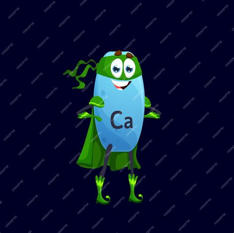 Premium Vector Cartoon Calcium Superhero Micronutrient Character