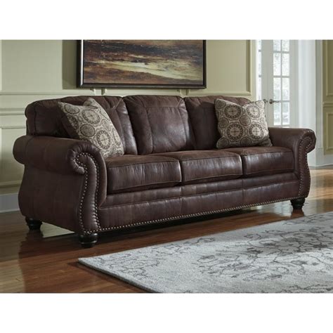 Ashley Breville Faux Leather Queen Size Sleeper Sofa In Espresso 8000339