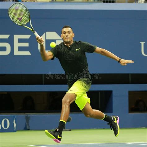 Professional Tennis Player Nick Kyrgios Of Australia In Action During