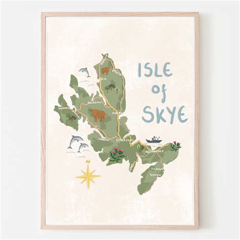 Isle Of Skye Illustrated Map Print Scotland Scottish Etsy