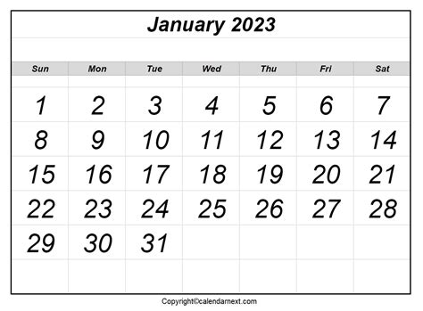 January 2023 Calendar Printable Calendar Next