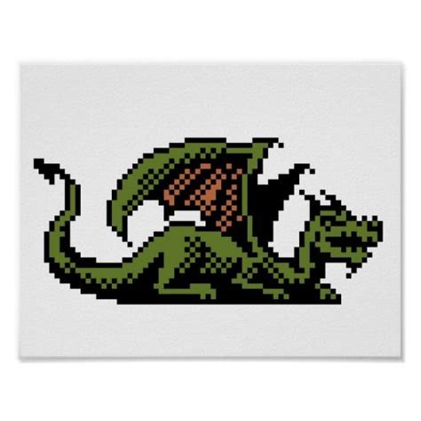 Dragon 8 Bit Pixel Art Poster Zazzle Pixel Art Pattern Cross