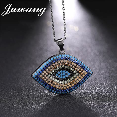 Juwang Black Turkish Evil Eye Necklace For Woman Ali Moda Charm Pendant
