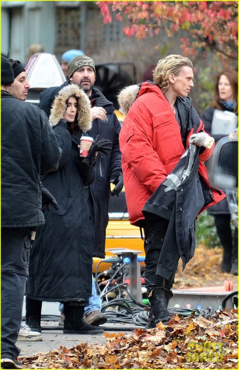 Lily Collins Jamie Campbell Bower Bundled Up On Set Photo 2751725