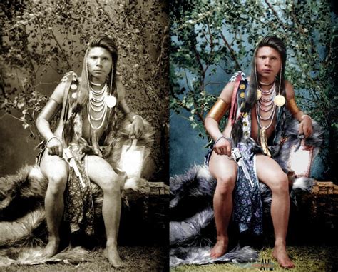 American Indian Shoshone Warrior Gor Osimp Ca 1884 1885 Colorization