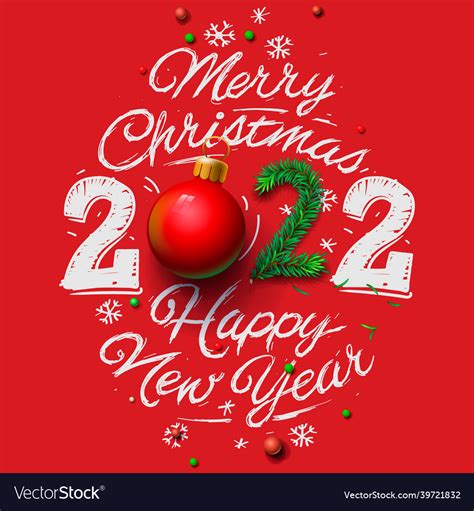 Merry Christmas And Happy New Year 2022 Greeting Vector Image
