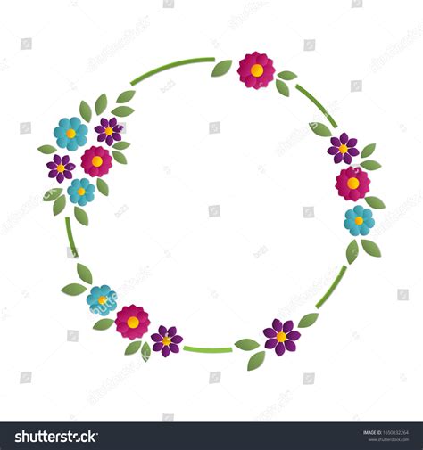 Colorful Round Floral Frame Cut Out Stock Vector Royalty Free