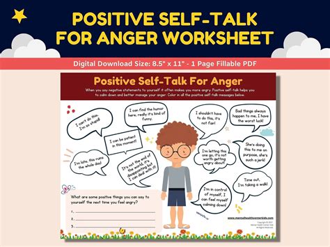 Positive Self Talk For Anger Management Printable Coping Etsy
