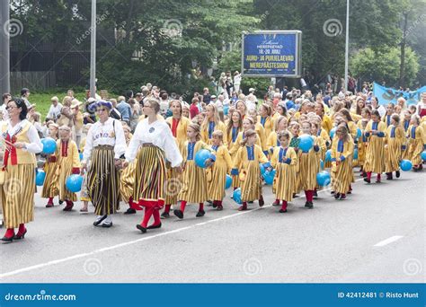 Parade Of Estonian National Song Festival In Tallinn Estonia Editorial