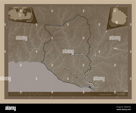 San Jose Department Of Uruguay Elevation Map Colored In Sepia Tones