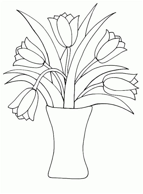 Vase Flowers Coloring Page Realistic Coloring Pages