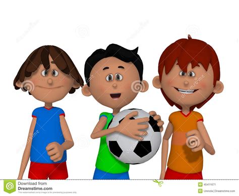 Cartoon Kids Playing Football Stock Illustration Image
