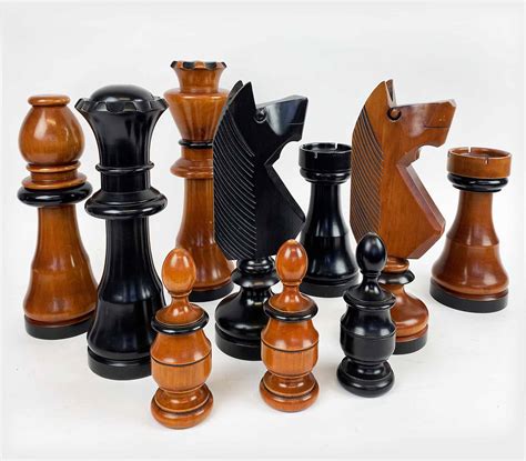 Decorative Oversized Chess Pieces Turned Wood Largest 32cm H 10