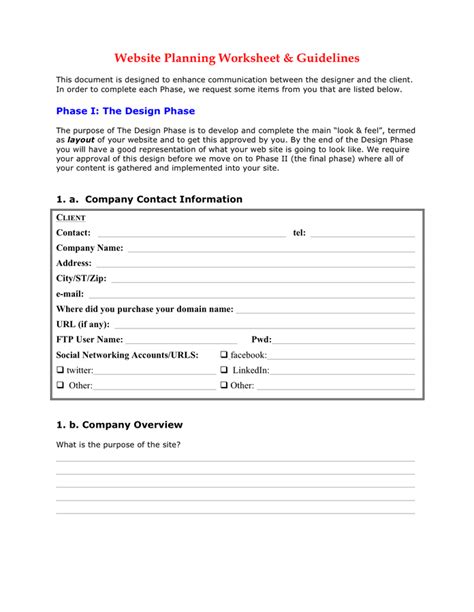 Plan and structure websites for a great user experience and seo success with this free 9 step planning template. Website planning worksheet template in Word and Pdf formats