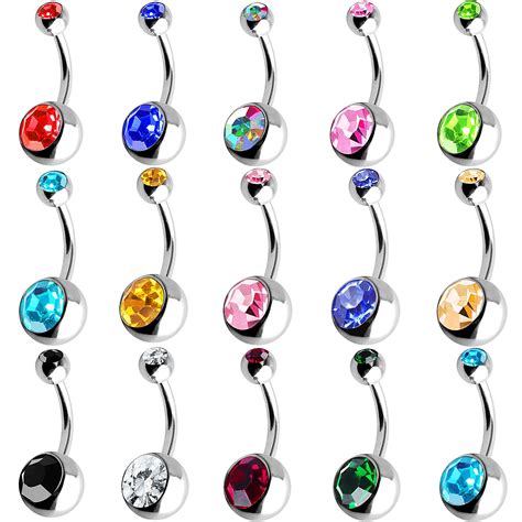 15 Pcs Belly Bars Button Belly Rings Navel Ring Belly Piercing Set