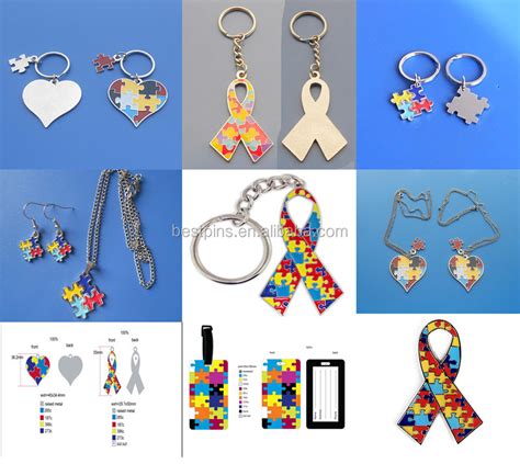 Autism Awareness Ribbon Lapel Pinsmetal Enamel Autism Puzzle Badge